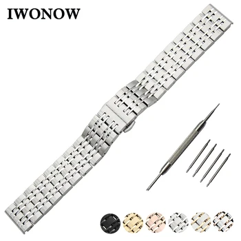 

Stainless Steel Watch Band 18mm 20mm 22mm for Armani Butterfly Buckle Strap Wrist Belt Bracelet Black Silver + Spring Bar