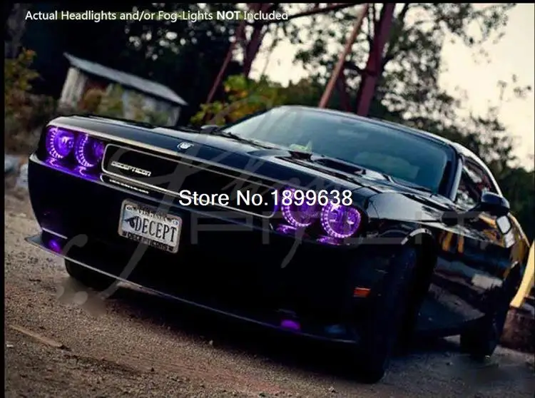 Для 08-14 Dodge Challenger w/o про плазму Halo кольца головной глаза ангела RGB светодиодный демон глаза комплект