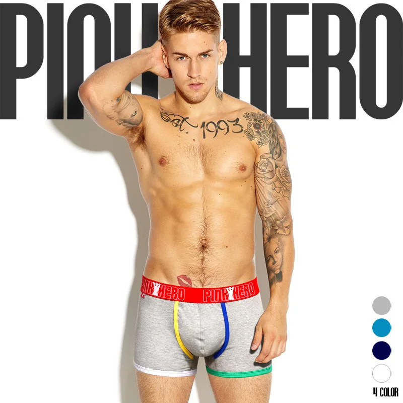 

PINK HERO New Fashion Style Cotton Boxers Comfortable Breathble Panties Men Short Pants Trunk Brand Shorts Boxer Cueca Underwear