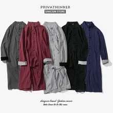 Sinicism Store, 5XL, мужская длинная куртка, мужской Тренч, хлопок, лен, ткань, Мужская винтажная куртка, пальто, ветровка, размер плюс