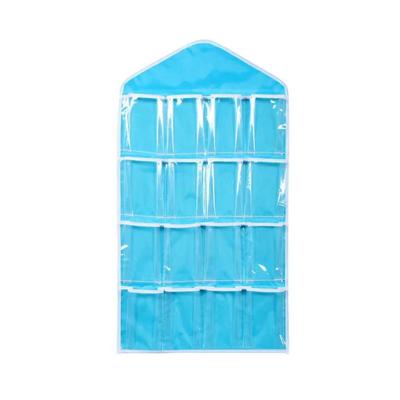 Under Bed Storage Cover For Clothes 16 Pockets Clear Hanging Bag Socks Bra Underwear Rack Hanger Storage Organizer  (5)