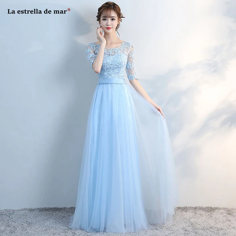 blue dress with sleeves for wedding guest