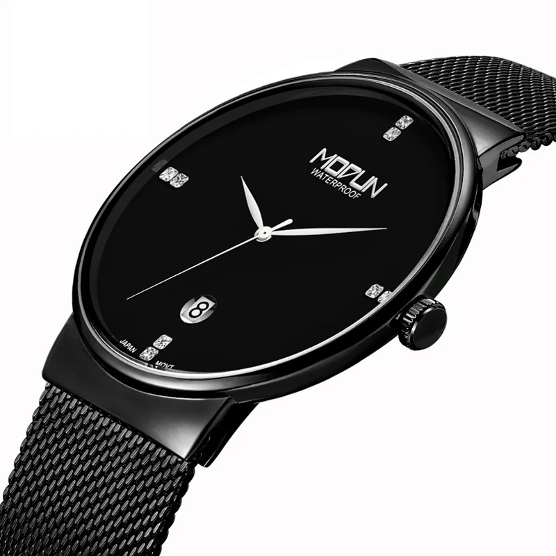 

2018 New Style Silver Black Luxury Mens Dress Watches Casua Fashion Watch Men Quartz Watches Wristwatches Steel Man Clock 20