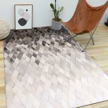 Ковер из натуральной коровьей кожи для гостиной, роскошный ковер из воловьей кожи, Прошитый квадратный полосатый ковер, большой размер, украшение для офиса