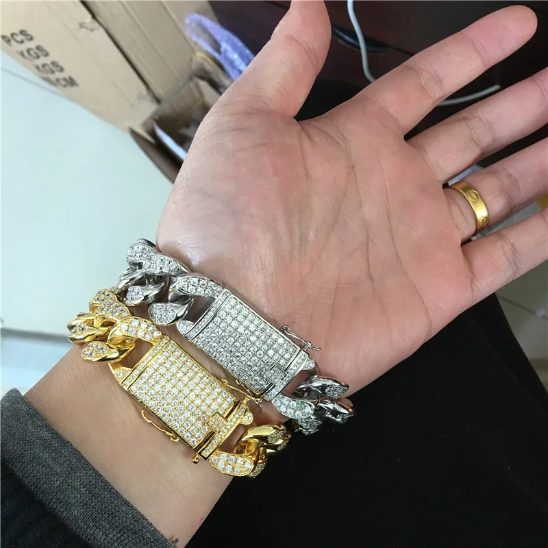Choucong роскошный мужской браслет в стиле хип-хоп с белым золотом AAAAA Циркон вечерние юбилейные браслеты для мужчин модные рок ювелирные изделия