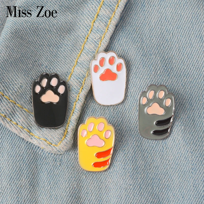 

Cat Kitten Paws Enamel pins Cute Cartoon Orange White Black Grey Brooches Pins DIY Badge Gift Jewelry for Girl Kids Cat Fans