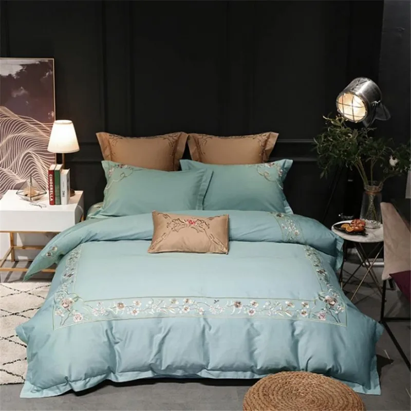 Waliicorners 60S Egypt Cotton Luxury 4/7pcs Bedding set Queen/King Size Embroidery style Bed set Duvet cover Bed linen Pillowcases 17 4