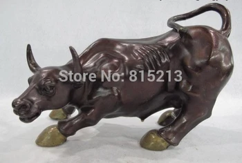 

bi001226 Chinese Copper Bronze Folk Feng Shui Money Wealth Money Cow OX Bull Art Statue