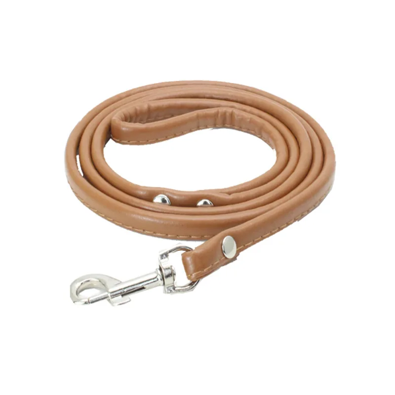 Premium PU Leather Pet Leash with Traction Hook and Buckle - Black, Red, Blue