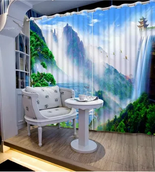 

High quality custom 3d curtain Landscape Scenery Beauty Digital Photo Printing forest curtains