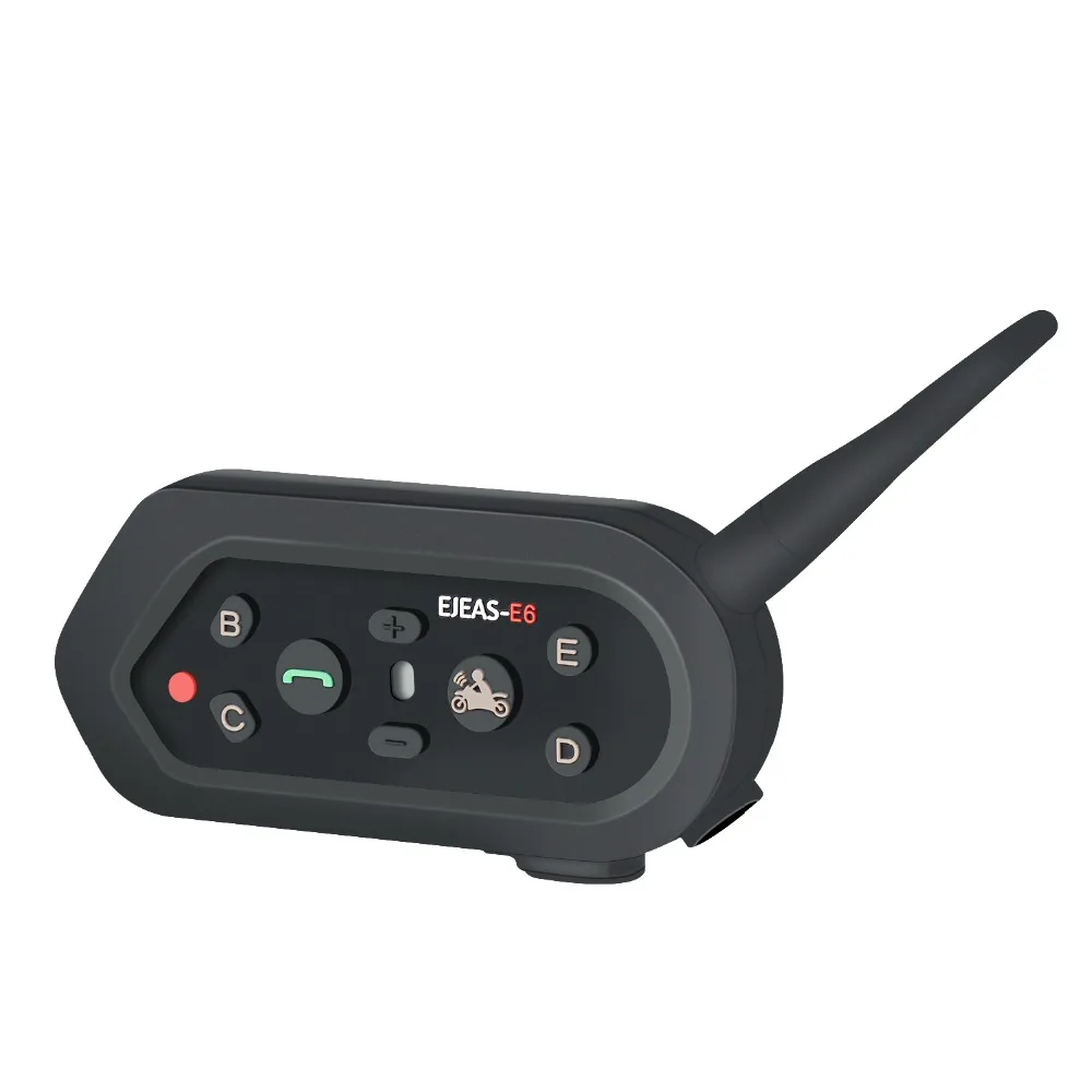 Kaufen 2 stücke EJEAS E6 Multifunktio Motorrad Intercom VOX BT Headset Helm Sprech Bluetooth Intercom für 6 Fahrer 1200M Communica