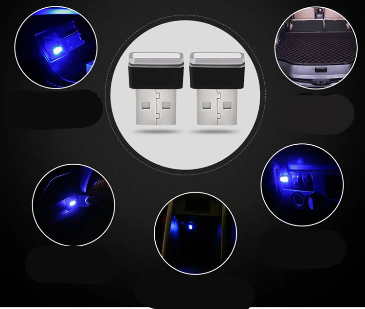 USB LED mini Wireless Car Interior Lighting Kit car styling interior decoration Atmosphere light white blue pink (8)