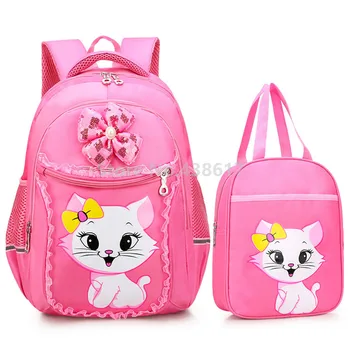 

Pink Marie Cat Cute Girls Backpack School Bag With Handbags Tote Bag Set for Children Primary School Book Bags