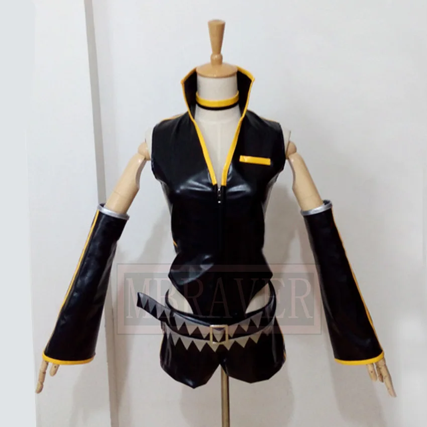 Vocaloid Kagamine Len черный кожаный Косплей Костюм Хэллоуин наряд на заказ любой