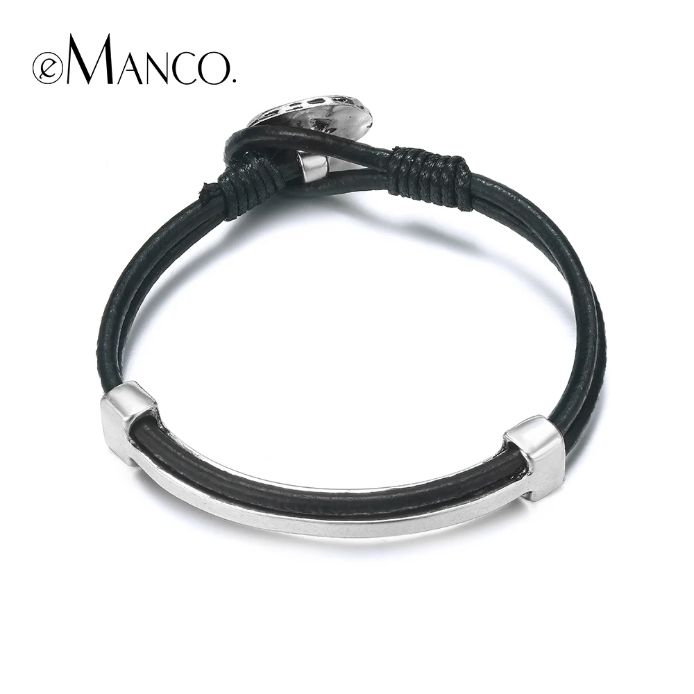 

eManco Trendy Minimalist bracelets for women black ethnic leather bracelet & Bangle fashion jewelry womens accessories