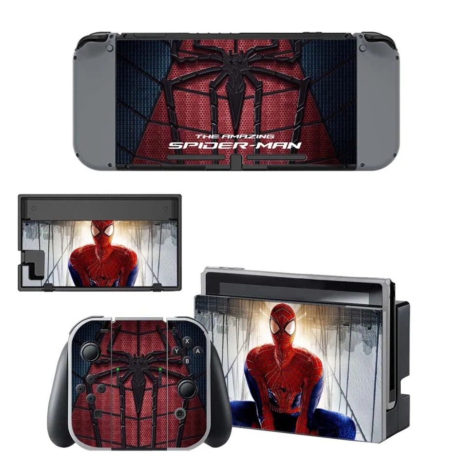 Виниловая наклейка с изображением Человека-паука, Набор стикеров для NS Switch консоли и док-станции и контроллера Joy-Con, наклейки с человеком-пауком