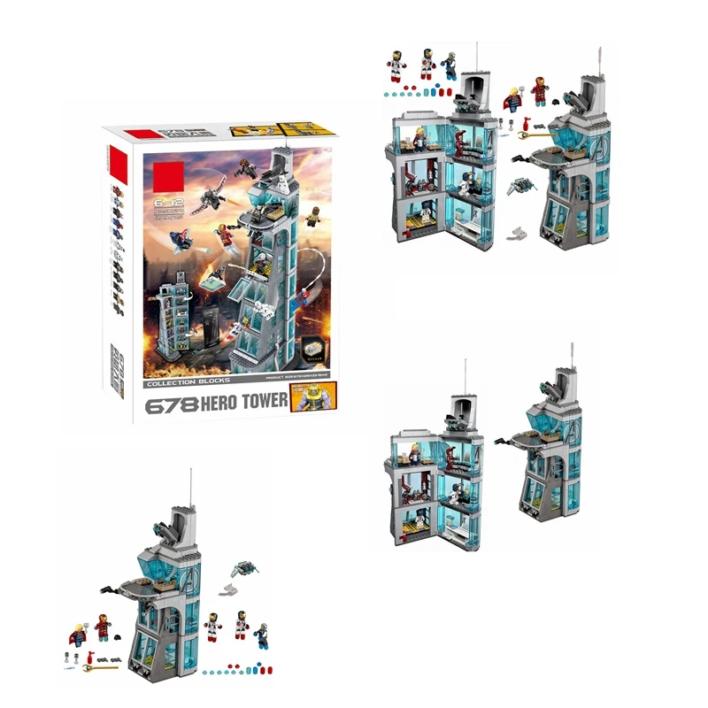 Новая обновленная версия креативного супергероя Мстители башня Legoings