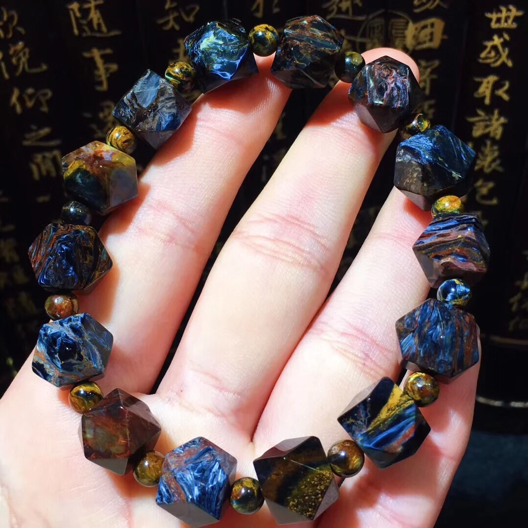 

B38799 10.3x9.8x9.8mm Natural 100% Namibia Pietersite Red Beads Stone Round Bead Bracelets Man Women