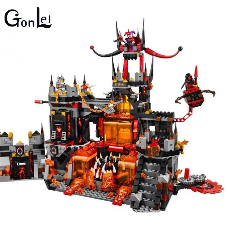 

(GonLeI)10521 Nexus Knights Chevaliers Axl Jestros Volcano Lair Combinaison Marvel Model Building Block Compatible 10419 bricks