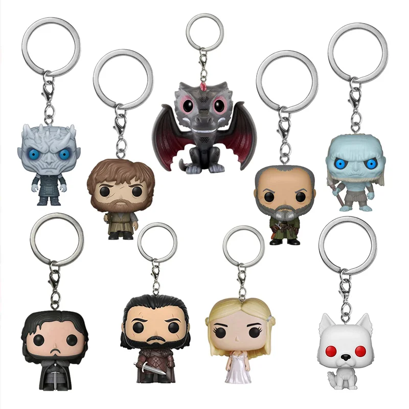 

Game of Thrones Figures Keychain Daenerys Night King Arya Stark Jon Snow White Walker GoT Collected Keychains