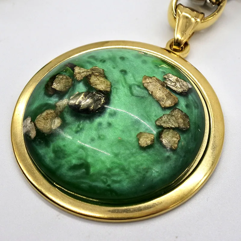 AMUMIU jewelry sets green purple stone pendant earth natural stone woman Pendent Necklace Bracelet Earrings set gold JS019 Fashion Jewelry