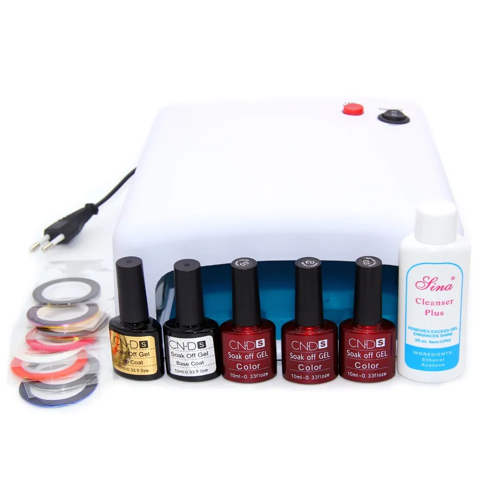 Nail Art Маникюр Инструмент 36 Вт светодиодные лампы + 3 вида цветов 10 ml уф led гель Base Top