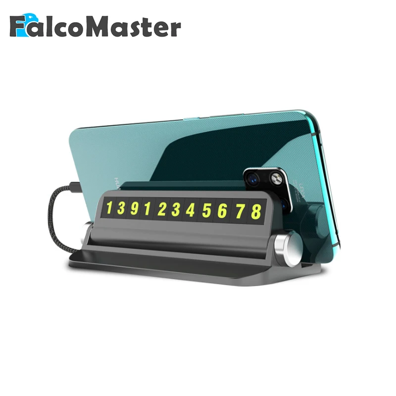 

1 Pcs Car hidden creative stop sign luminous digital post temporary number plate Multi-function car phone holder