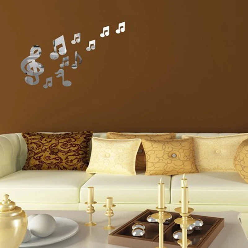 10Pcs DIY Removable Music Note Acrylic Mirror Wall Sticker Art Vinyl Home Decor 2019 Newest