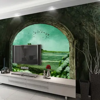 

European Bar Home Decor Wall Papers 3D Retro Castle Photo Wallpaper Murals Living Room Behang Self Adhesive Vinyl/Silk Wallpaper