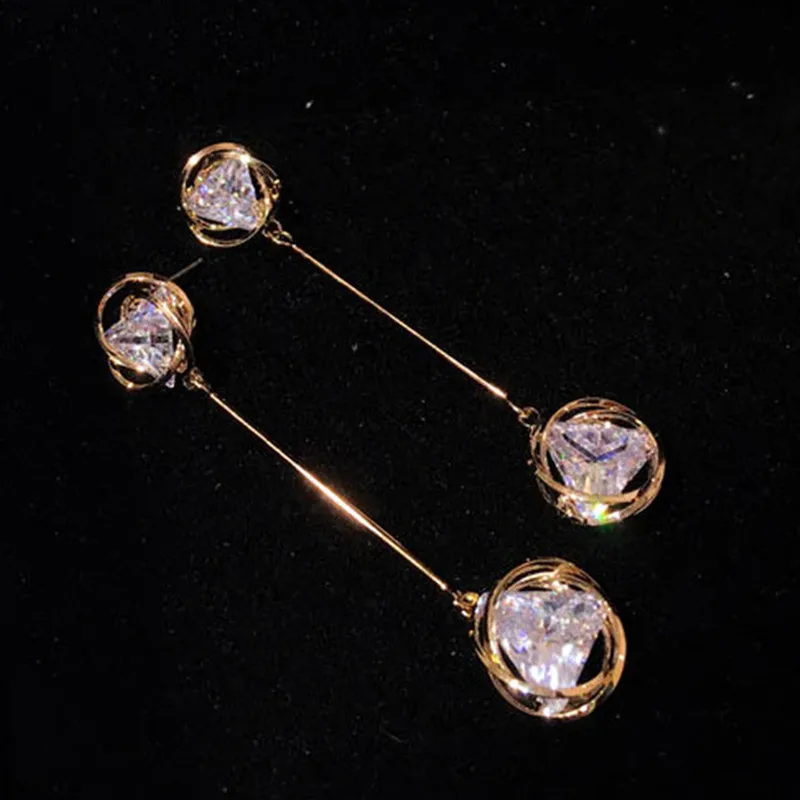 Charmwin Exaggerated Long Dangle Earrings Fashion Jewelry Super Flash Zircon Gold Color Earrings For Women PLE1234 цена Charmwin Exaggerated Long Dangle Earrings Fashion Jewelry Super Flash Zircon Gold Color Earrings For Women PLE1234 цены онлайн