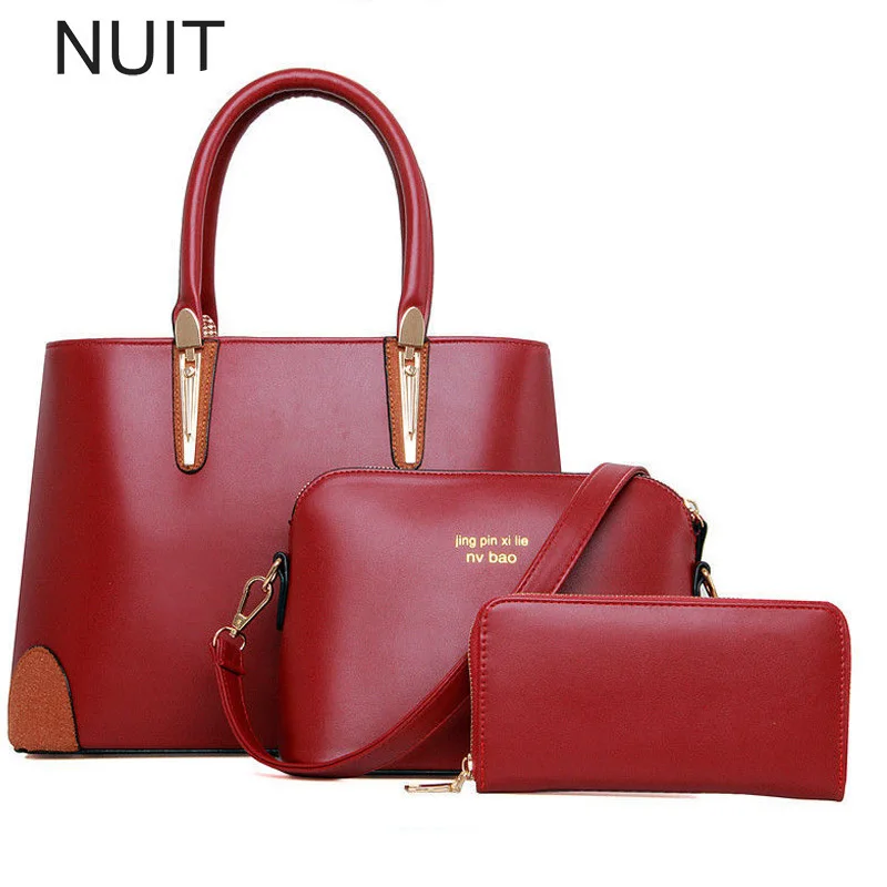 

Women Bags 3Pcs/Sets Pu Leather Handbag Women Large Tote Bags Ladies Shoulder Bag Handbag Messenger Bag Purse Sac A Main