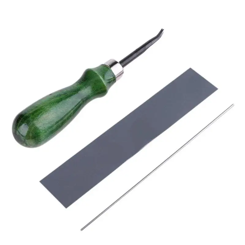 

0.6-1.4mm Leathercraft Knife Sewing Tools Accessories DIY Leather Craft Edge Peeler Beveling Cutting Tool with Wood Handle