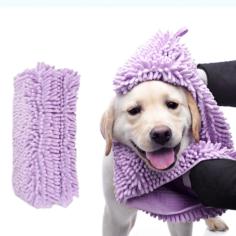 Впитывающее одеяло для домашних животных, необходимый чистящий товар, банное полотенце для домашних животных, кошек, собак, сухое полотенце для животных - Цвет: purple