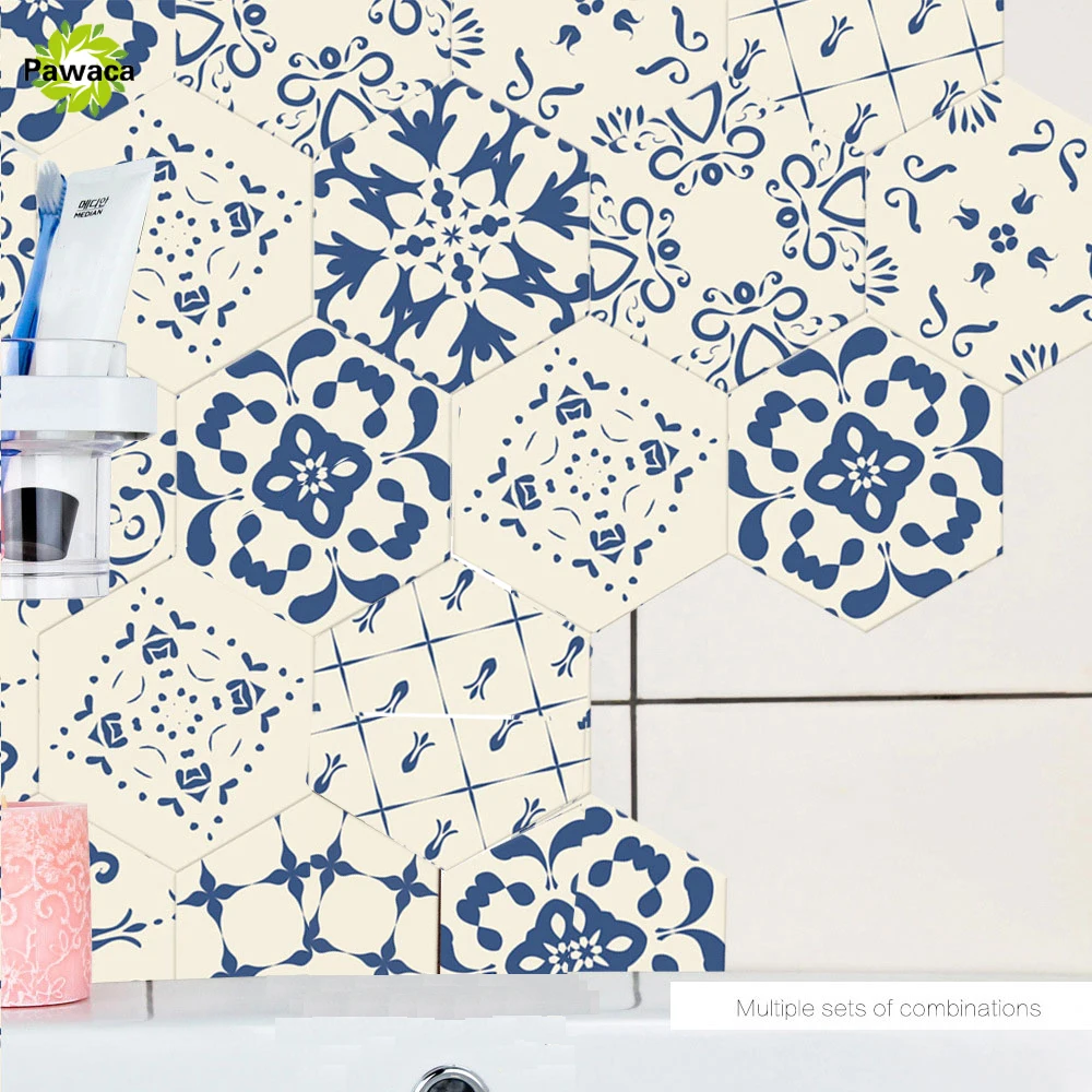 10pcs/set Multi Color Porcelain Tile Stickers Bathroom Living Room