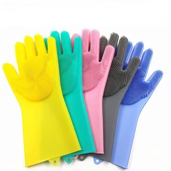 

Magic Bowl Cleaning Brush Silicone Glove Reusable Household Scrubber Anti Scald Dishwashing Gloves Kitchen Tools W8431