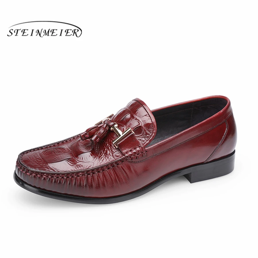 

Genuine cow leather Wedding shoes men peas casual flat shoes vintage handmade sneaker oxford shoes for men 2019 black red