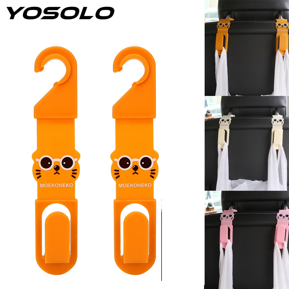 

YOSOLO 1 Pair Auto Fastener Clip Holder Hook for Bag Purse Car Hanger Car Clips Cute Organizer Back Seat Headrest