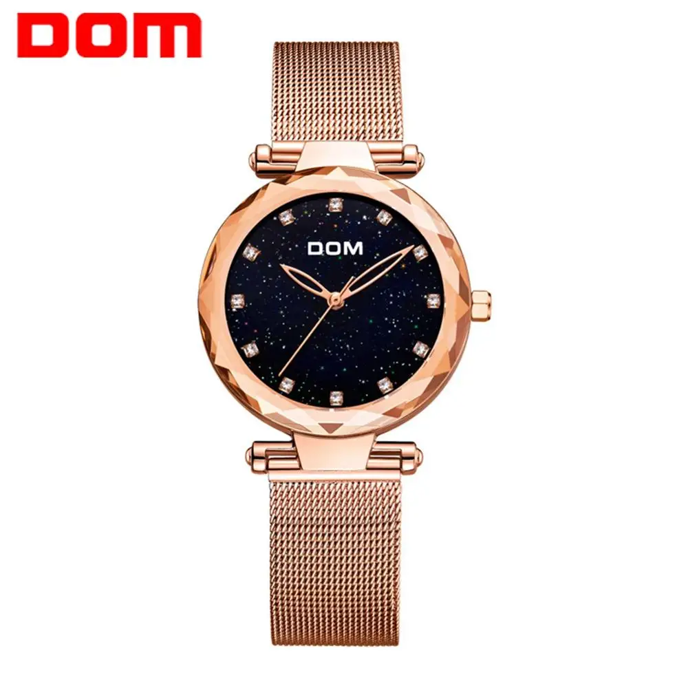 

Women Watches luxury DOM brand Starry Sky Fashion Casual Female Wristwatch Waterproof Steel Ladies Dress G-1244&1245-1m2