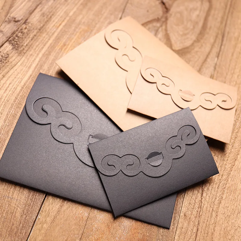 

40pcs/set Vintage hollowed classical black card kraft paper envelopes wedding invitation envelope / envelope/2 color