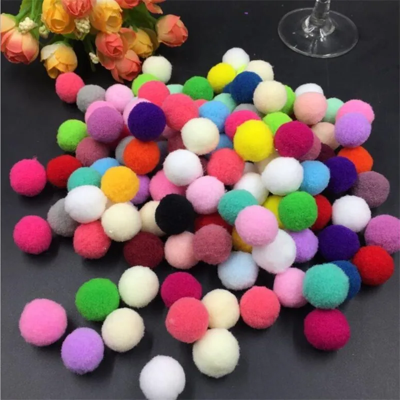 

100pcs/lot Colour Mixture Soft Fluffy Pompon Round Shaped DIY Wedding Birthday XMAS Party Children's Day Decoration Supplies