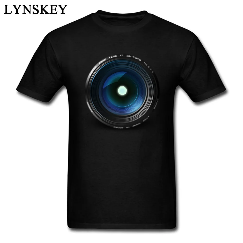T-shirts Summer Short Sleeve Special Round Neck Cotton Tops Shirts Design Fall Camera Lens Clothing Shirt for Men Top Quality Camera Lens black