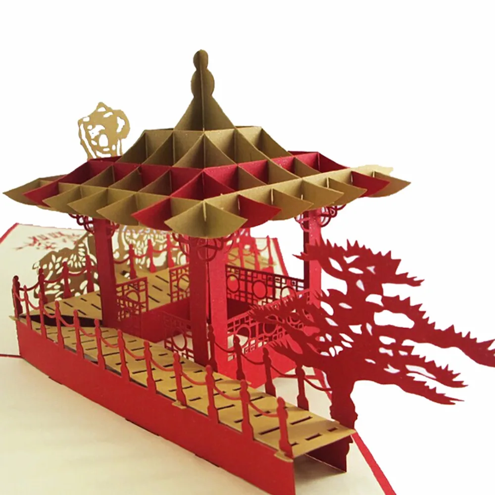  3D Paper Card New Year Chinese Style Xmas Wedding Festival Greeting Invitation Handmade Personalize - 32882396012