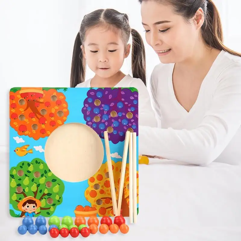 Funny Educational Wooden Toys Montessori Fruit Tree Clip Balls Board Games Newborn Early Development Activity Books Baby Kids
