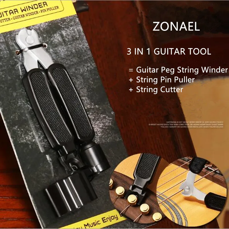 ZONAEL 1pcs 3 in 1 Guitar String Winder Cutter Guitar Multi Function