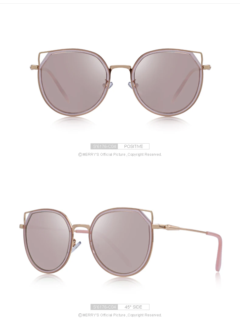 MERRYS дизайнерские женские Модные поляризованные солнцезащитные очки кошачий глаз, градиентные линзы, металлические дужки, УФ-защита S6176