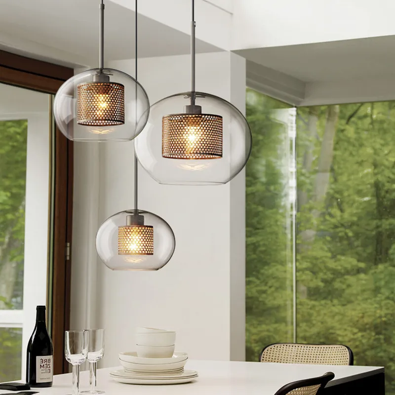 

Loft Modern Nordic Pendant Lights for Dining Room Restaurant Desktop Bedroom Decorative Kitchen Glass Ball Hanging Lamps Fixture