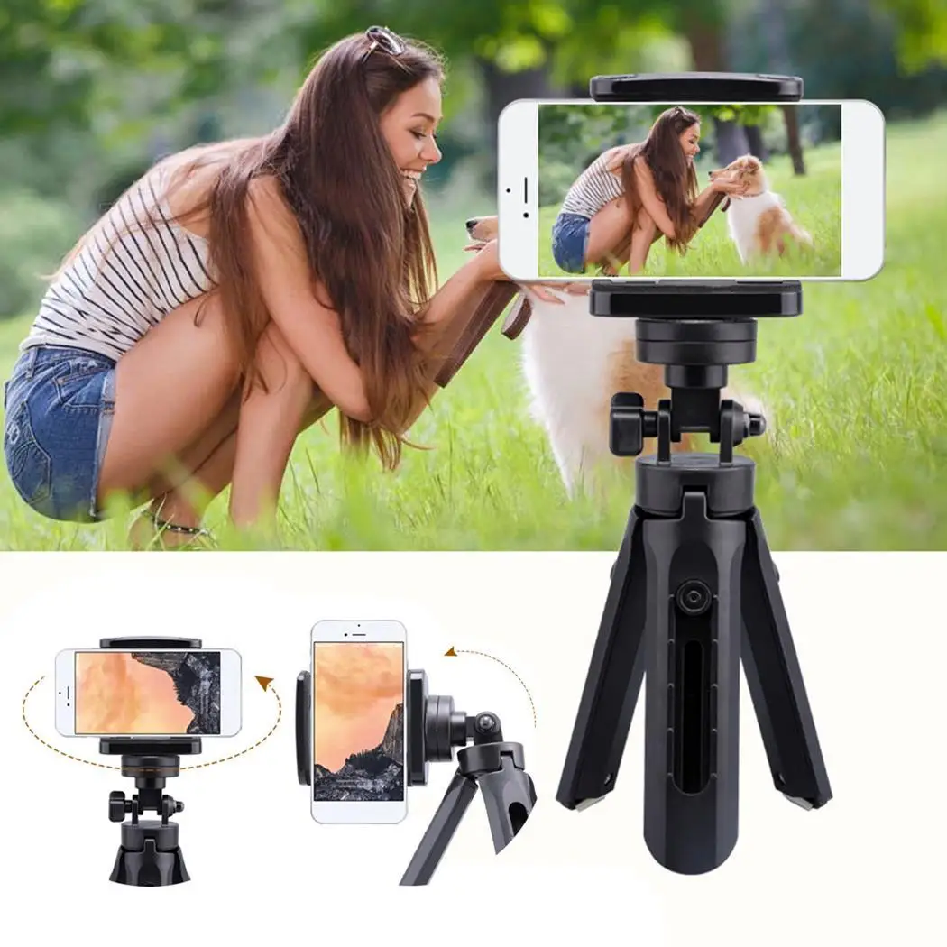 

Mini Selfie Telescopic Tripod Camera Mobile Bracket foldable as short as 23cm 124g Phone Holder Bracket Black