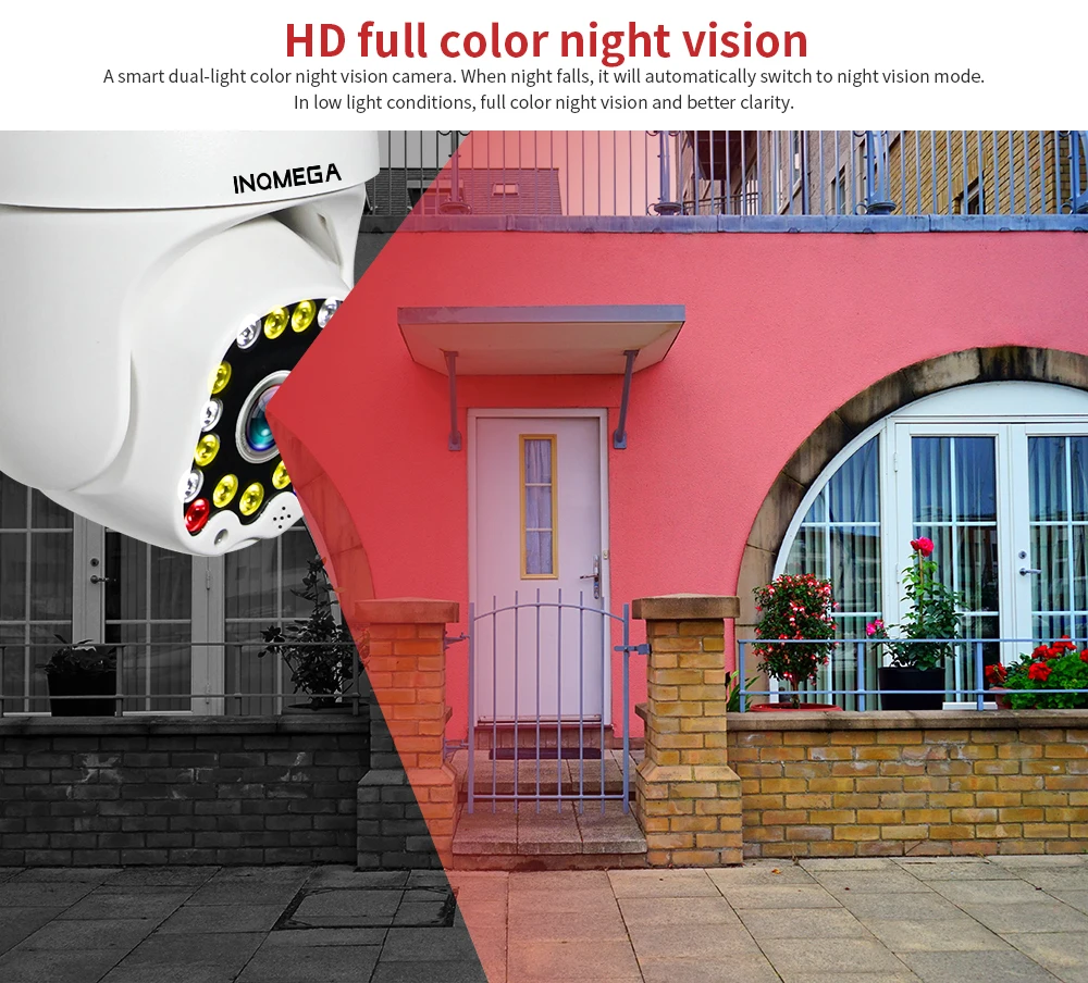 INQMEGA 1080P PTZ WIFI Camera Outdoor Auto Tracking Speed Dome WiFi Wireless CCTV Camera Security S
