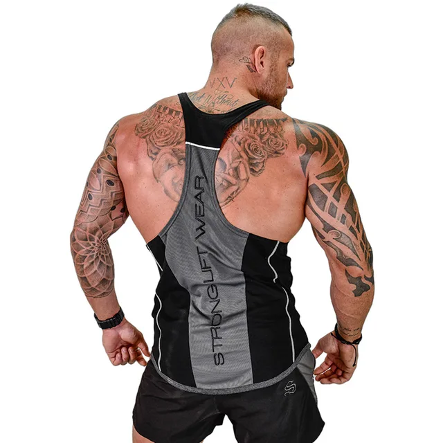 US $7.79 Mens Run Sports Tank Tops jogging Bodybuilding sleeveless Shirts Summer Male Gym Fitness Workout Tr