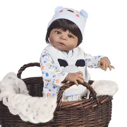 55 см полный корпус силиконовый Reborn Baby Doll игрушка 22 дюймов черная кукла Африканский мальчик малыш младенцы кукла детский подарок bebes reborn menino